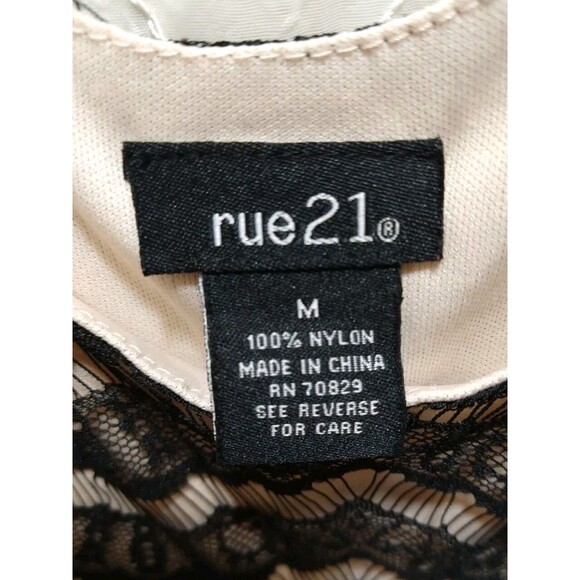 RUE 21 WOMENS MEDIUM BLACK NUDE LACE TUELLE DRESS MINI COCKTAIL PARTY SEXY FLOWY - Picture 5 of 9